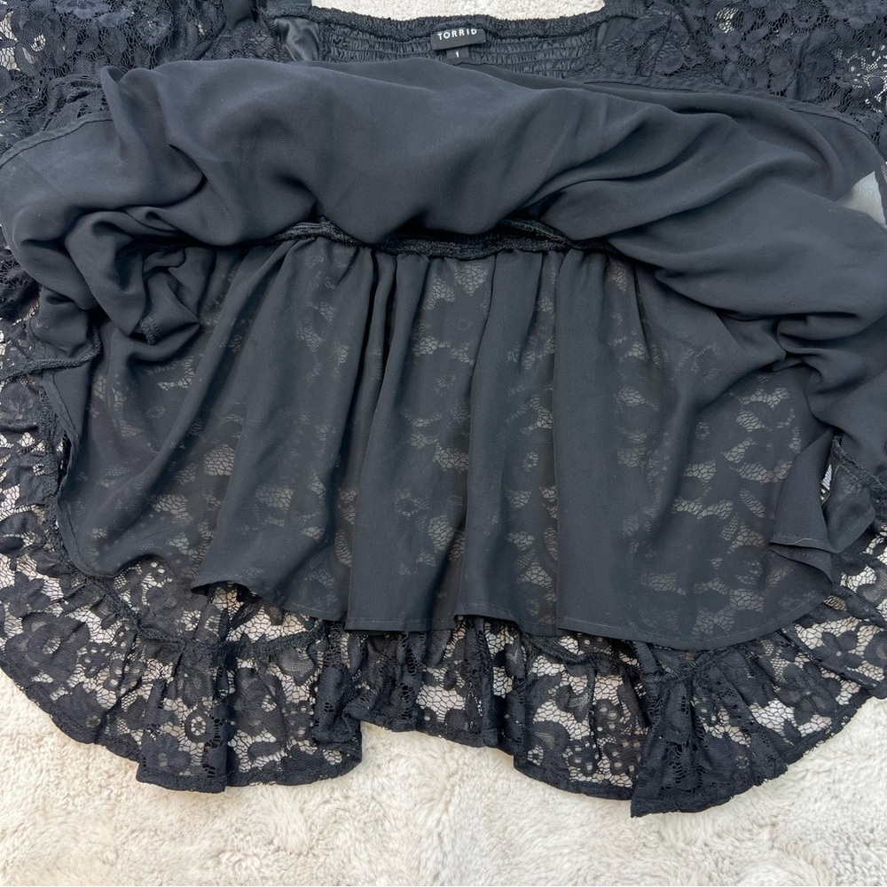 Torrid Babydoll Lace Puff Sleeve Top Sweetheart Neckline Plus Size 1 Stretch - Picture 6 of 13
